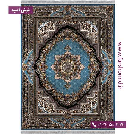 فرش 700 شانه 8 رنگ طرح 754 بهشت آبی آرشام
