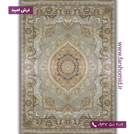 یک تخته 12  متری فرش ماشینی با الیاف طبیعی بامبو 1000 شانه شمسه کد 104 کرم فرش اکسیر