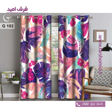 یک جفت پنل پرده پانچی دوخت شده و آماده نصب طرح مدرن کد 102