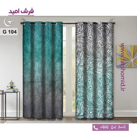 یک جفت پنل پرده پانچی دوخت شده و آماده نصب طرح مدرن کد 104