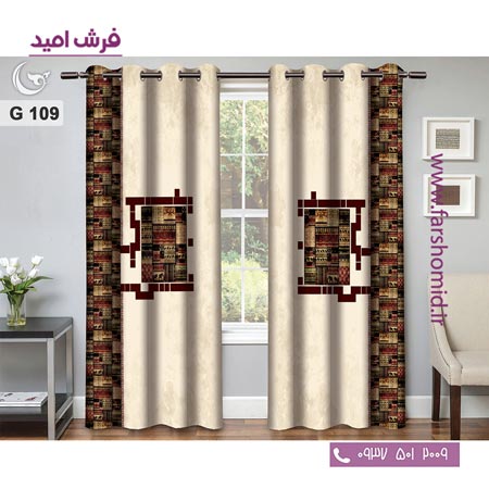 یک جفت پنل پرده پانچی دوخت شده و آماده نصب طرح مدرن کد 109