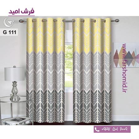 یک جفت پنل پرده پانچی دوخت شده و آماده نصب طرح مدرن کد 111