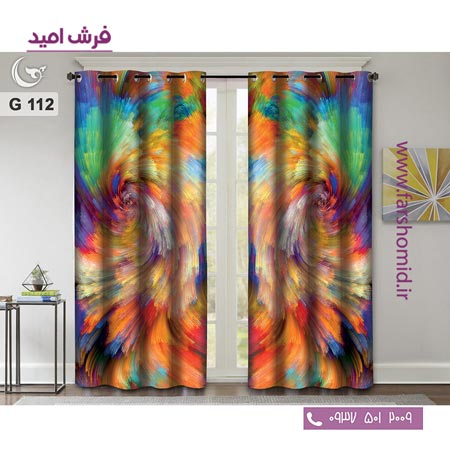 یک جفت پنل پرده پانچی دوخت شده و آماده نصب طرح مدرن کد 112
