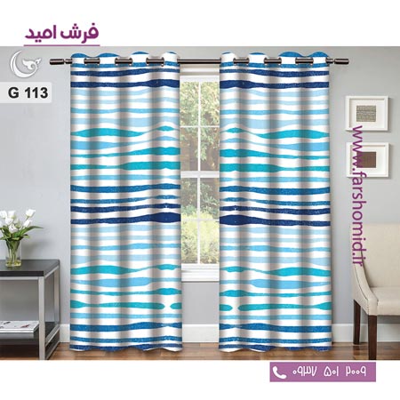 یک جفت پنل پرده پانچی دوخت شده و آماده نصب طرح مدرن کد 113