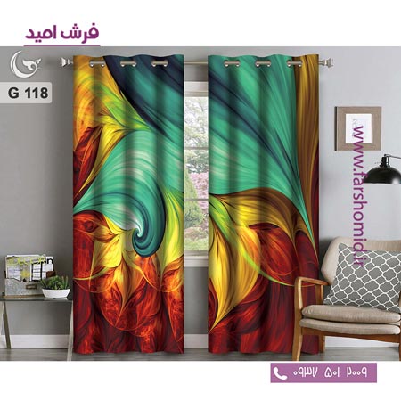 یک جفت پنل پرده پانچی دوخت شده و آماده نصب طرح مدرن کد 118