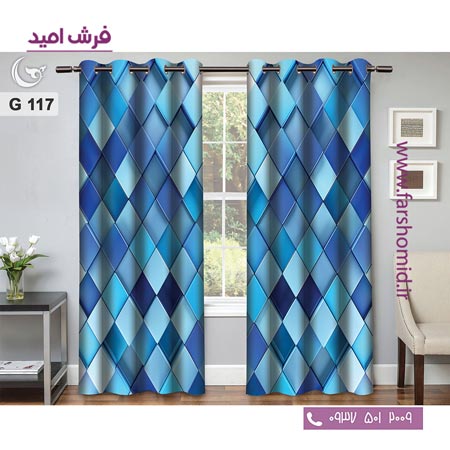 یک جفت پنل پرده پانچی دوخت شده و آماده نصب طرح مدرن کد 117