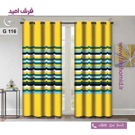یک جفت پنل پرده پانچی دوخت شده و آماده نصب طرح مدرن کد 116