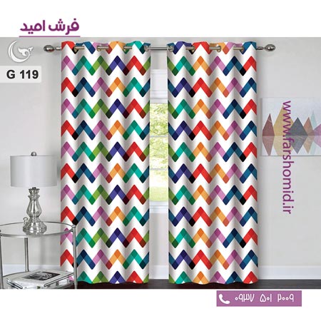 یک جفت پنل پرده پانچی دوخت شده و آماده نصب طرح مدرن کد 119