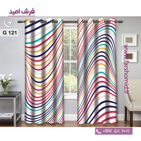 یک جفت پنل پرده پانچی دوخت شده و آماده نصب طرح مدرن کد 121