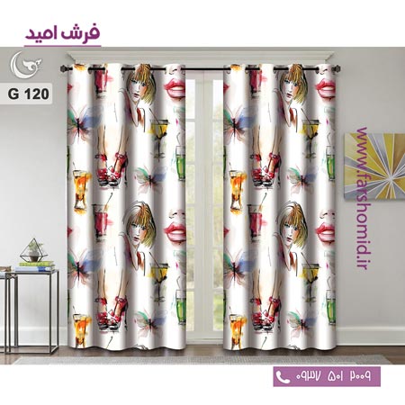 یک جفت پنل پرده پانچی دوخت شده و آماده نصب طرح مدرن کد 120