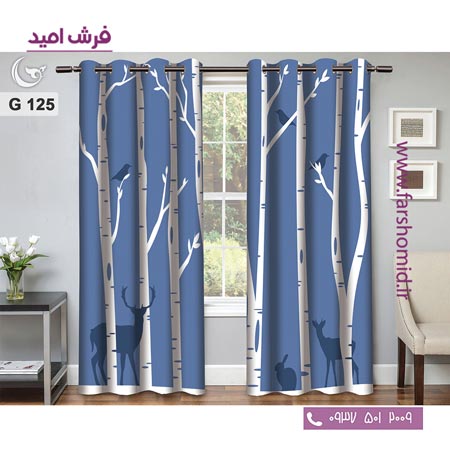 یک جفت پنل پرده پانچی دوخت شده و آماده نصب طرح مدرن کد 125