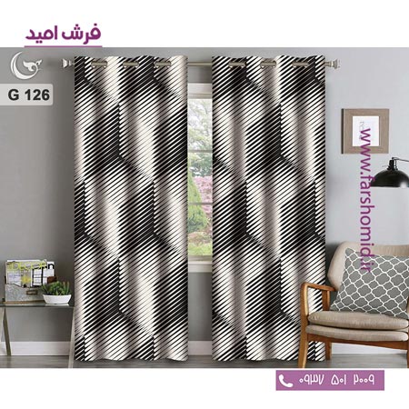 یک جفت پنل پرده پانچی دوخت شده و آماده نصب طرح مدرن کد 126
