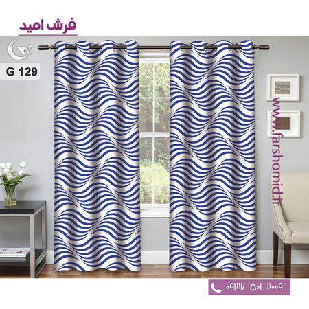 یک جفت پنل پرده پانچی دوخت شده و آماده نصب طرح مدرن کد 129