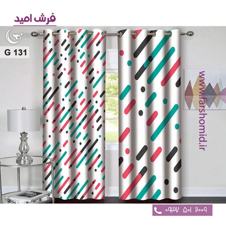 یک جفت پنل پرده پانچی دوخت شده و آماده نصب طرح مدرن کد 131