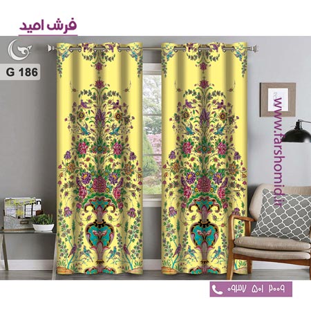 یک جفت پنل پرده پانچی دوخت شده و آماده نصب طرح مدرن کد 186