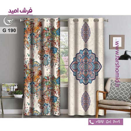 یک جفت پنل پرده پانچی دوخت شده و آماده نصب طرح مدرن کد 190