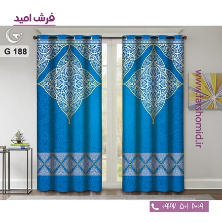 یک جفت پنل پرده پانچی دوخت شده و آماده نصب طرح مدرن کد 188
