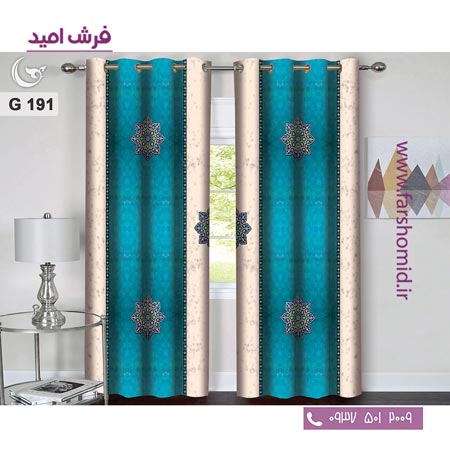 یک جفت پنل پرده پانچی دوخت شده و آماده نصب طرح مدرن کد 191