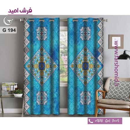 یک جفت پنل پرده پانچی دوخت شده و آماده نصب طرح مدرن کد 194