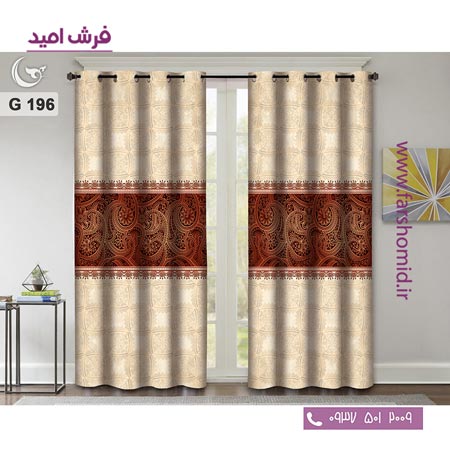 یک جفت پنل پرده پانچی دوخت شده و آماده نصب طرح مدرن کد 196