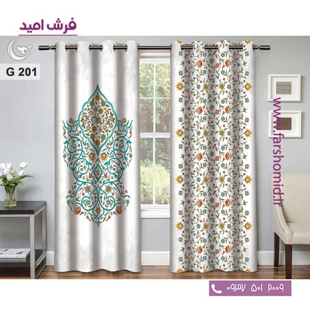 یک جفت پنل پرده پانچی دوخت شده و آماده نصب طرح مدرن کد 201