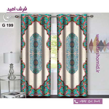 یک جفت پنل پرده پانچی دوخت شده و آماده نصب طرح مدرن کد 199