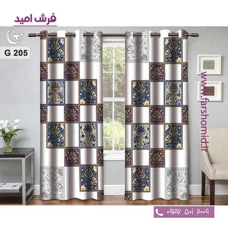 یک جفت پنل پرده پانچی دوخت شده و آماده نصب طرح مدرن کد 20۵