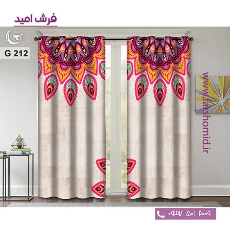 یک جفت پنل پرده پانچی دوخت شده و آماده نصب طرح مدرن کد 212