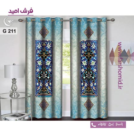 یک جفت پنل پرده پانچی دوخت شده و آماده نصب طرح مدرن کد 211