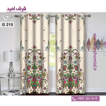 یک جفت پنل پرده پانچی دوخت شده و آماده نصب طرح مدرن کد 215