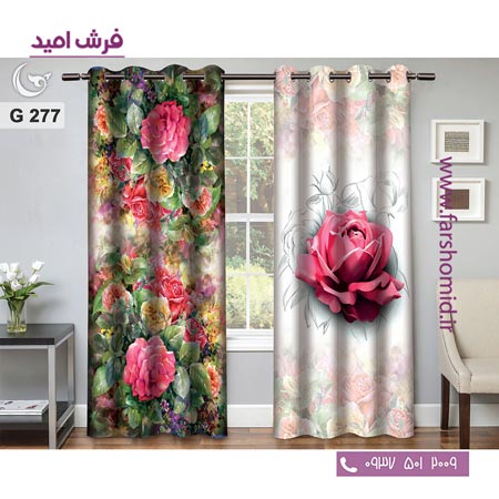 یک جفت پنل پرده پانچی دوخت شده و آماده نصب طرح مدرن کد 277