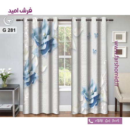 یک جفت پنل پرده پانچی دوخت شده و آماده نصب طرح مدرن کد 281