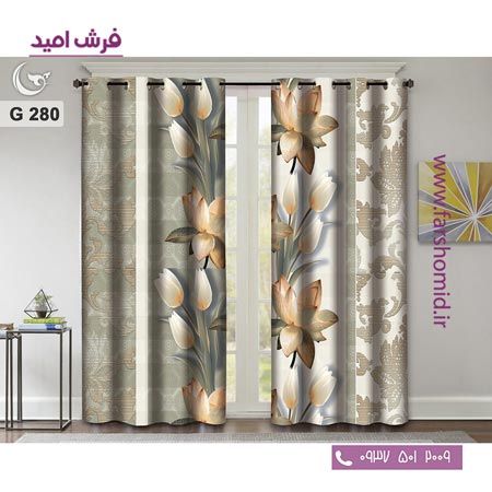 یک جفت پنل پرده پانچی دوخت شده و آماده نصب طرح مدرن کد 280