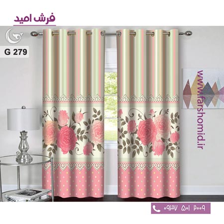 یک جفت پنل پرده پانچی دوخت شده و آماده نصب طرح مدرن کد 279
