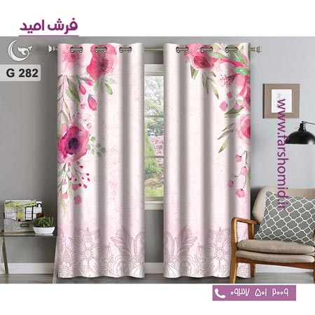 یک جفت پنل پرده پانچی دوخت شده و آماده نصب طرح مدرن کد282