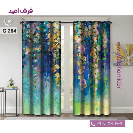 یک جفت پنل پرده پانچی دوخت شده و آماده نصب طرح مدرن کد 284