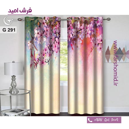 یک جفت پنل پرده پانچی دوخت شده و آماده نصب طرح مدرن کد 291