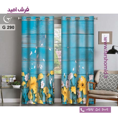 یک جفت پنل پرده پانچی دوخت شده و آماده نصب طرح مدرن کد 290