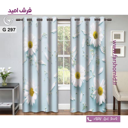 یک جفت پنل پرده پانچی دوخت شده و آماده نصب طرح مدرن کد 297