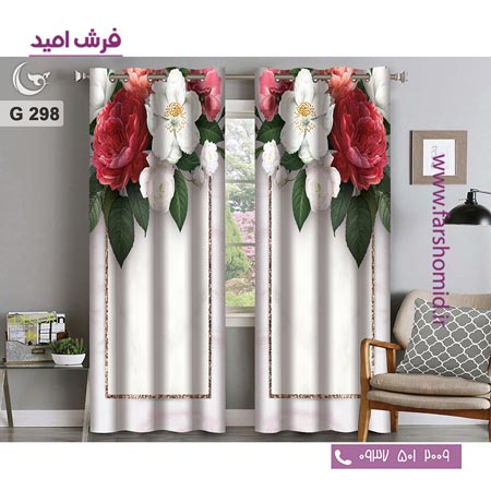 یک جفت پنل پرده پانچی دوخت شده و آماده نصب طرح مدرن کد 298
