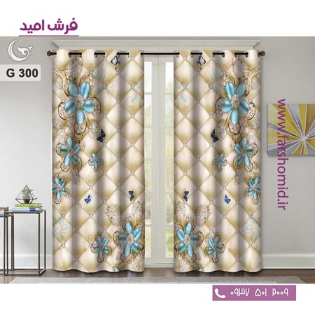 یک جفت پنل پرده پانچی دوخت شده و آماده نصب طرح مدرن کد 300