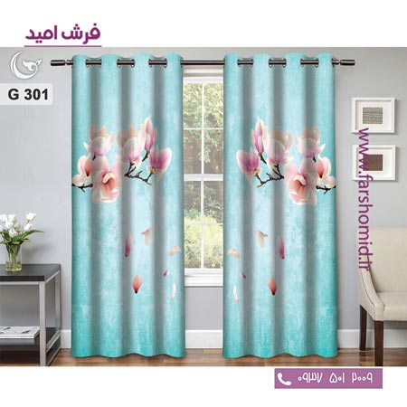 یک جفت پنل پرده پانچی دوخت شده و آماده نصب طرح مدرن کد 301