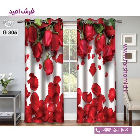 یک جفت پنل پرده پانچی دوخت شده و آماده نصب طرح مدرن کد 305