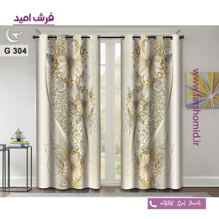 یک جفت پنل پرده پانچی دوخت شده و آماده نصب طرح مدرن کد 304