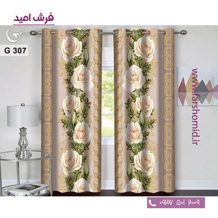 یک جفت پنل پرده پانچی دوخت شده و آماده نصب طرح مدرن کد 307