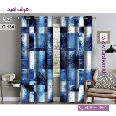 یک جفت پنل پرده پانچی دوخت شده و آماده نصب طرح مدرن کد 134