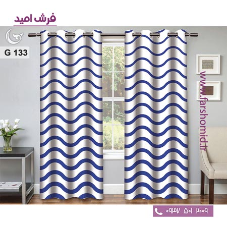 یک جفت پنل پرده پانچی دوخت شده و آماده نصب طرح مدرن کد 133