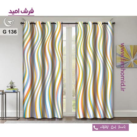 یک جفت پنل پرده پانچی دوخت شده و آماده نصب طرح مدرن کد 136
