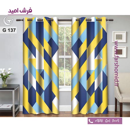 یک جفت پنل پرده پانچی دوخت شده و آماده نصب طرح مدرن کد 137