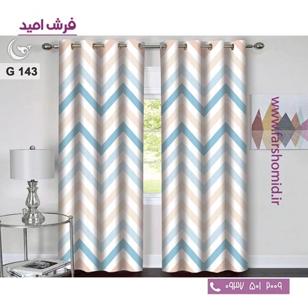 یک جفت پنل پرده پانچی دوخت شده و آماده نصب طرح مدرن کد 143